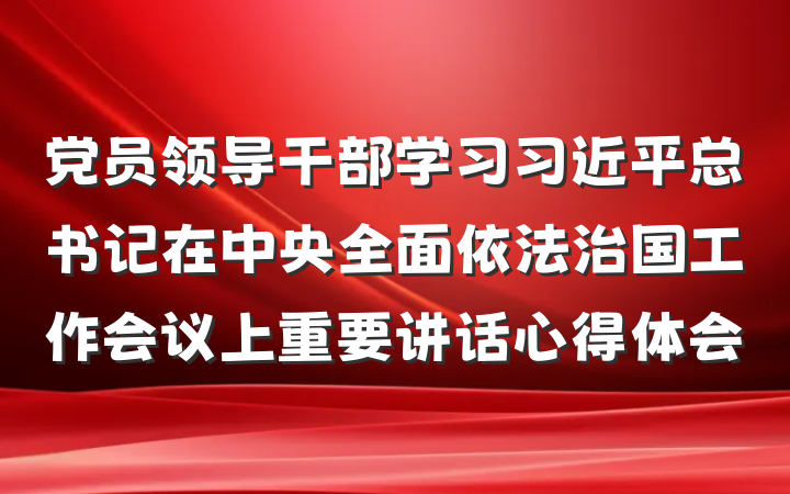 党员领导干部学习习近平总书记在中央全面依法治国工作会议上重要讲话心得体会