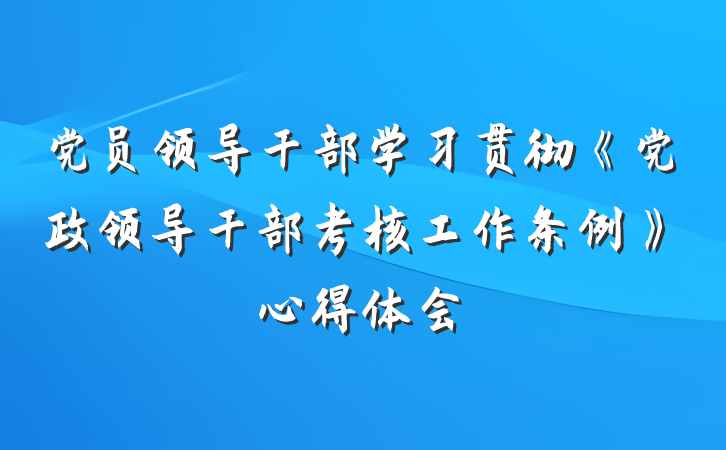 党员领导干部学习贯彻《党政领导干部考核工作条例》心得体会