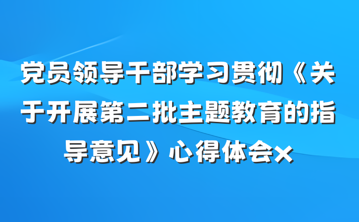 党员领导干部学习贯彻《关于开展第二批主题教育的指导意见》心得体会x