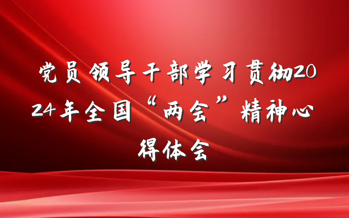 党员领导干部学习贯彻2024年全国“两会”精神心得体会