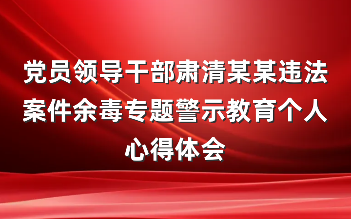 党员领导干部肃清某某违法案件余毒专题警示教育个人心得体会