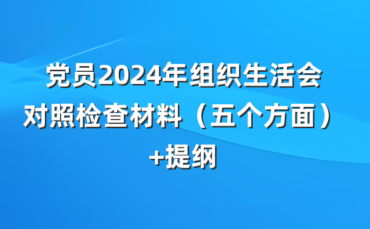 党员2024年组织生活会对照检查材料（五个方面） 提纲