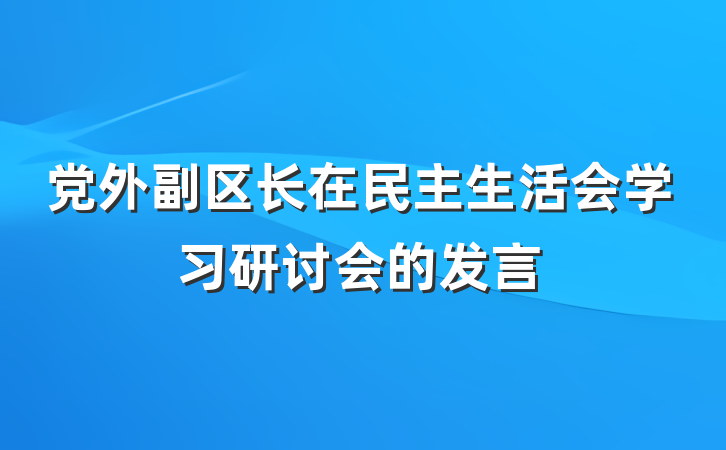 党外副区长在民主生活会学习研讨会的发言