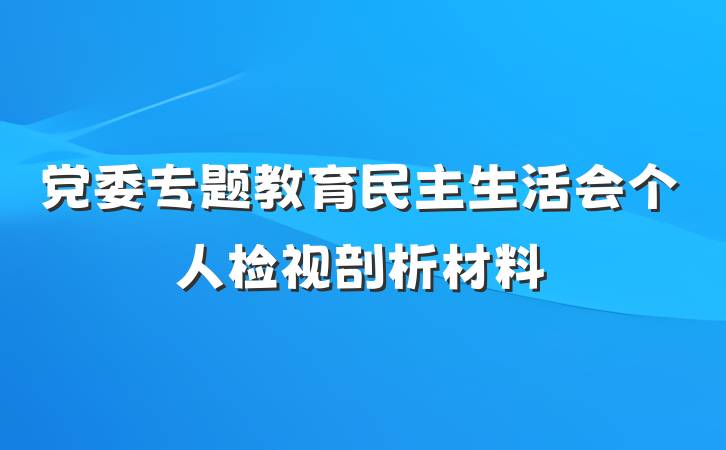 党委专题教育民主生活会个人检视剖析材料
