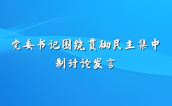 党委书记围绕贯彻民主集中制讨论发言