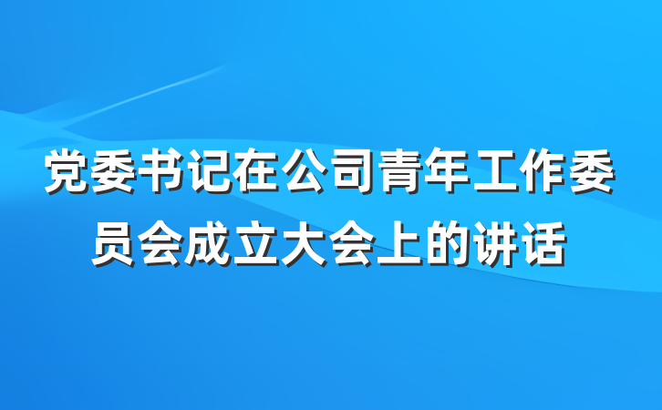 党委书记在公司青年工作委员会成立大会上的讲话