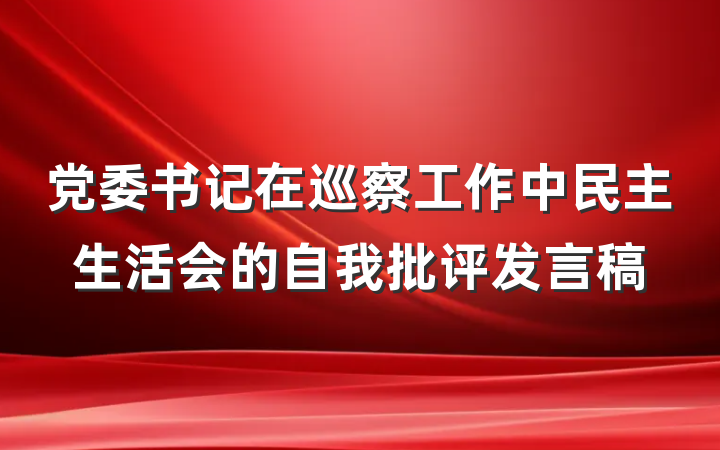 党委书记在巡察工作中民主生活会的自我批评发言稿