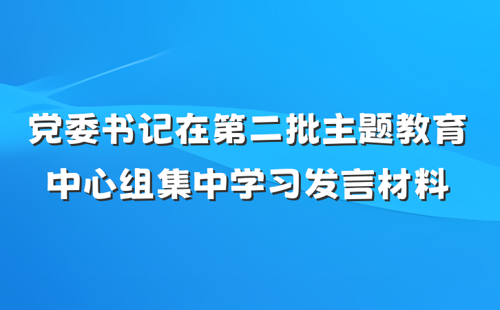 党委书记在第二批主题教育中心组集中学习发言材料