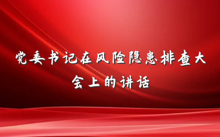党委书记在风险隐患排查大会上的讲话