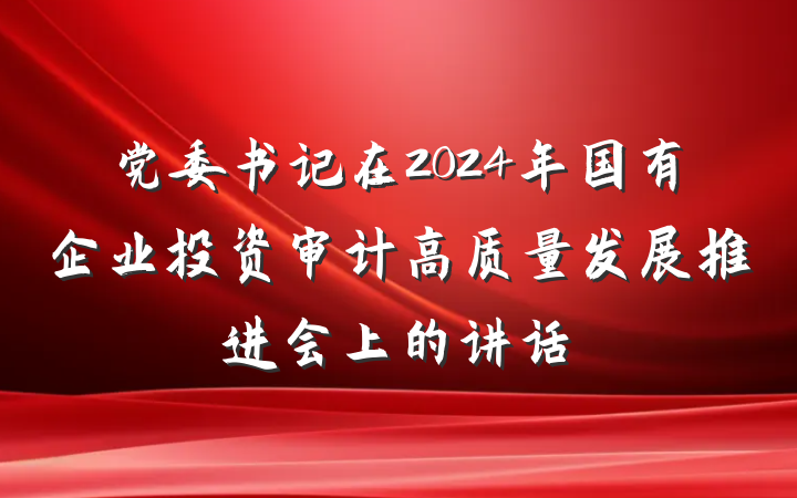 党委书记在2024年国有企业投资审计高质量发展推进会上的讲话