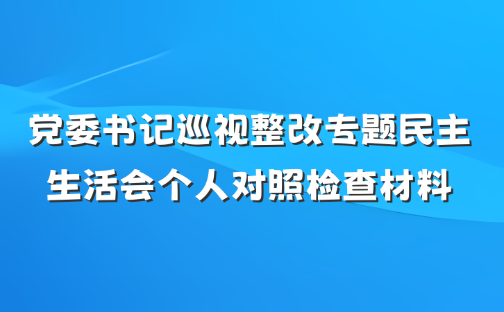 党委书记巡视整改专题民主生活会个人对照检查材料