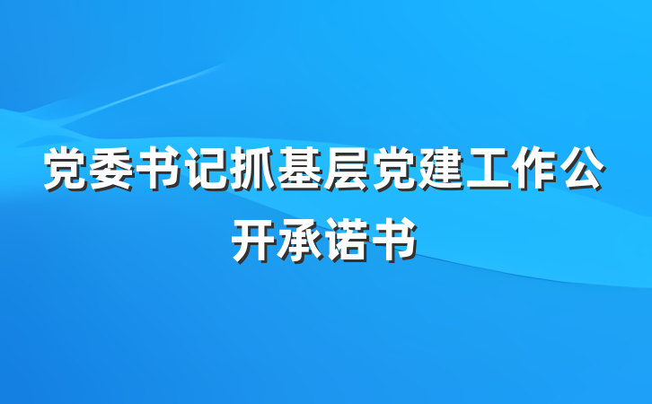 党委书记抓基层党建工作公开承诺书