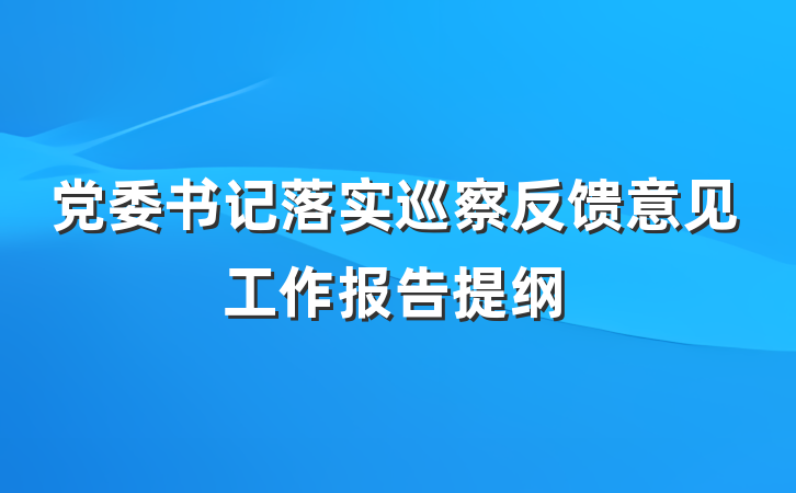 党委书记落实巡察反馈意见工作报告提纲