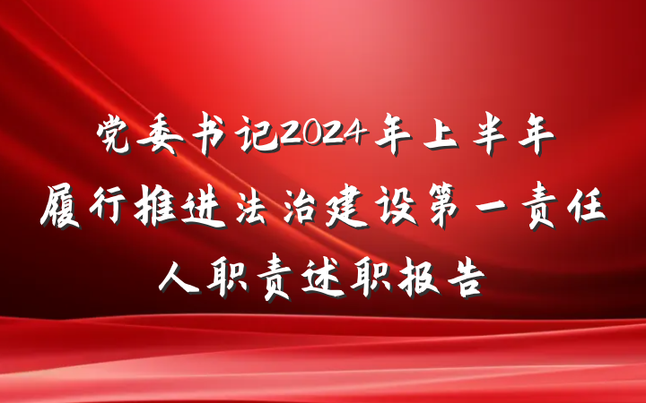 党委书记2024年上半年履行推进法治建设第一责任人职责述职报告