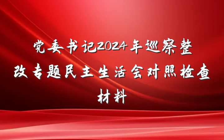 党委书记2024年巡察整改专题民主生活会对照检查材料