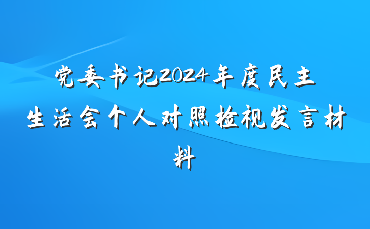 党委书记2024年度民主生活会个人对照检视发言材料