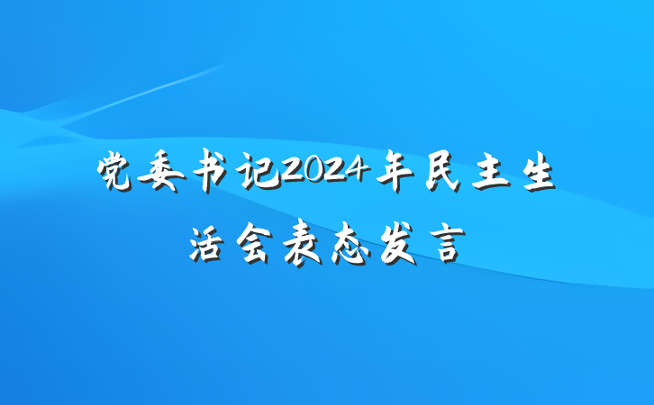 党委书记2024年民主生活会表态发言