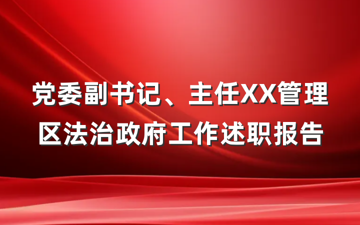 党委副书记、主任XX管理区法治政府工作述职报告
