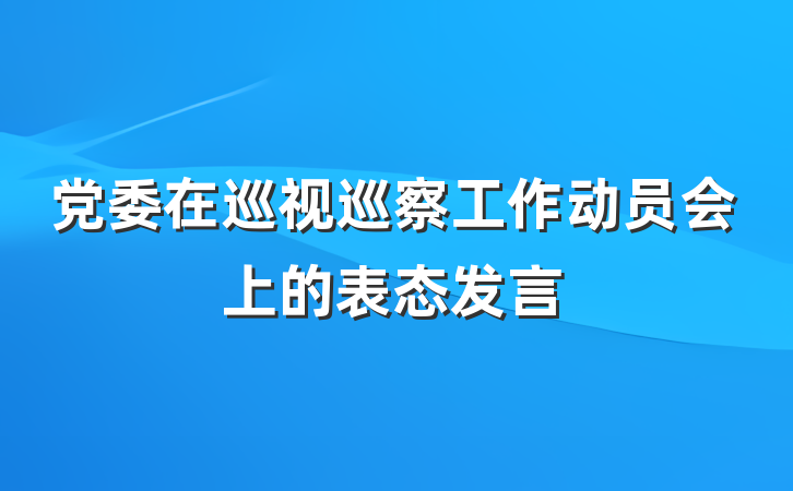 党委在巡视巡察工作动员会上的表态发言