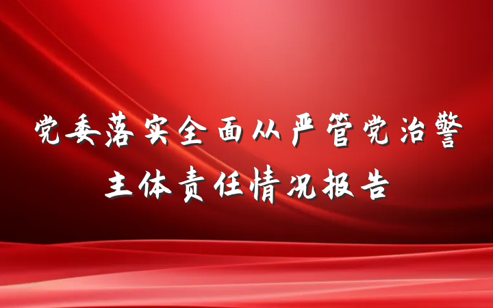 党委落实全面从严管党治警主体责任情况报告