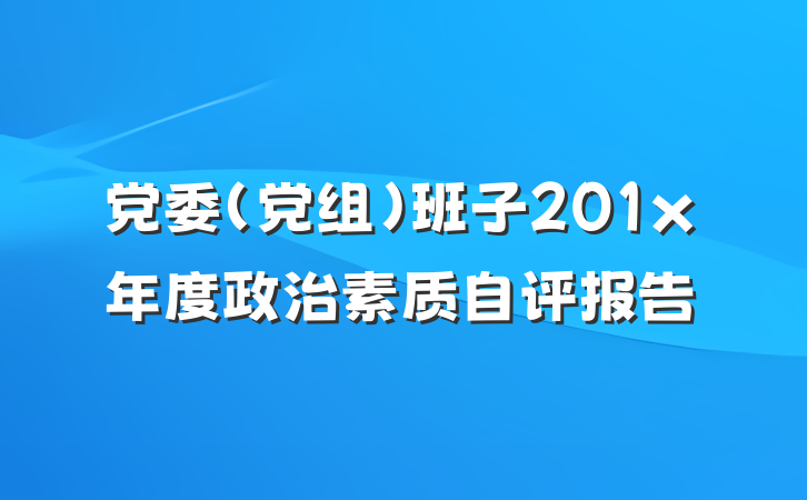 党委（党组）班子201x年度政治素质自评报告