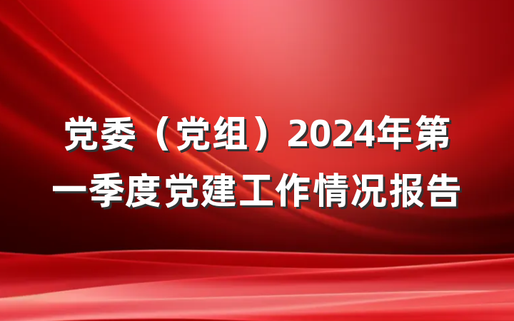 党委（党组）2024年第一季度党建工作情况报告
