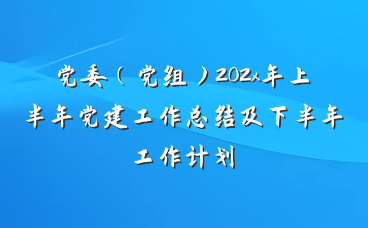 党委（党组）202x年上半年党建工作总结及下半年工作计划