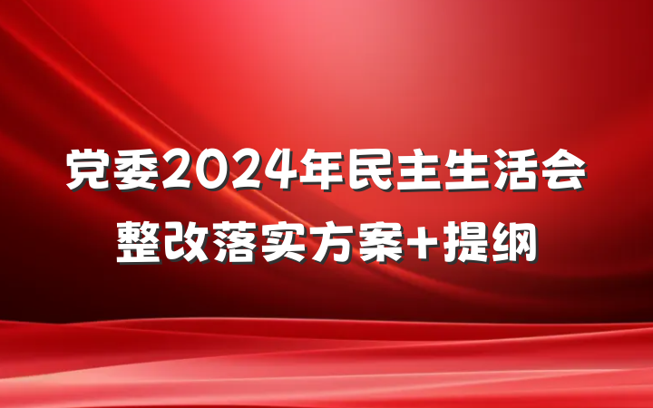 党委2024年民主生活会整改落实方案 提纲