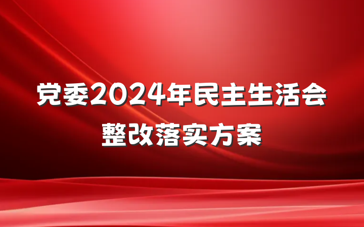 党委2024年民主生活会整改落实方案