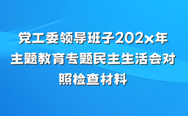 党工委领导班子202x年主题教育专题民主生活会对照检查材料