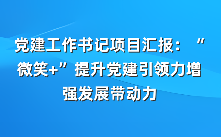 党建工作书记项目汇报：“微笑 ”提升党建引领力增强发展带动力
