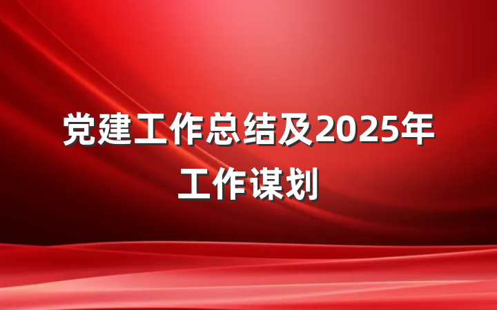党建工作总结及2025年工作谋划