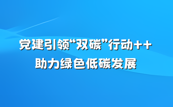 党建引领“双碳”行动  助力绿色低碳发展