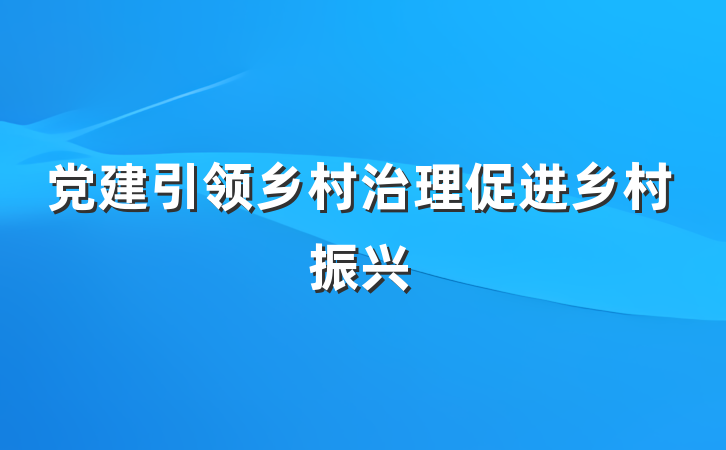 党建引领乡村治理促进乡村振兴