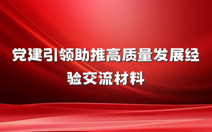 党建引领助推高质量发展经验交流材料