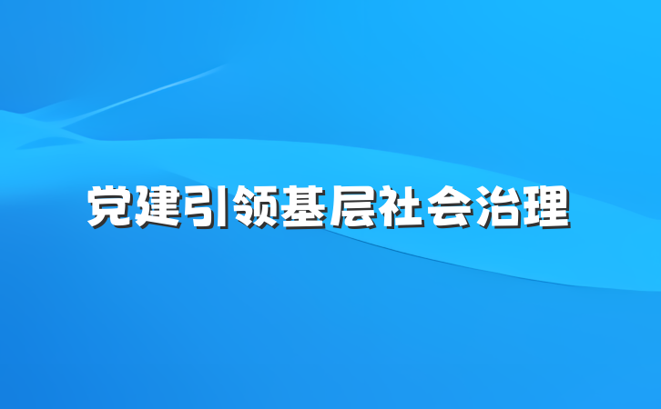 党建引领基层社会治理