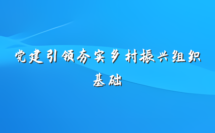 党建引领夯实乡村振兴组织基础