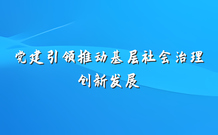 党建引领推动基层社会治理创新发展