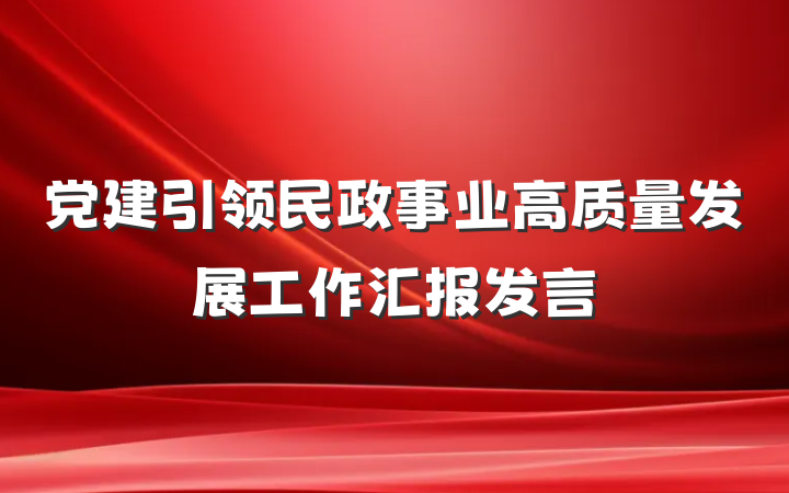 党建引领民政事业高质量发展工作汇报发言