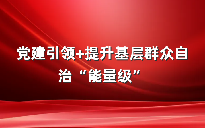 党建引领 提升基层群众自治“能量级”