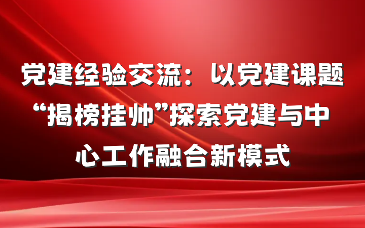 党建经验交流：以党建课题“揭榜挂帅”探索党建与中心工作融合新模式