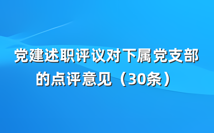 党建述职评议对下属党支部的点评意见（30条）