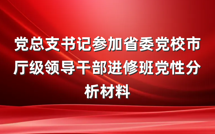 党总支书记参加省委党校市厅级领导干部进修班党性分析材料