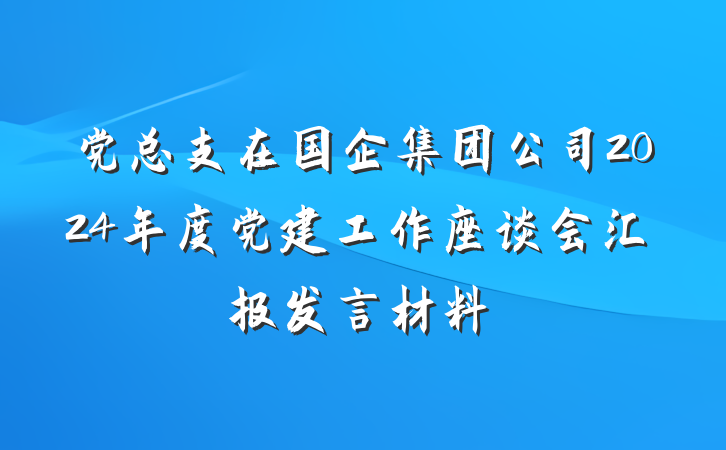 党总支在国企集团公司2024年度党建工作座谈会汇报发言材料