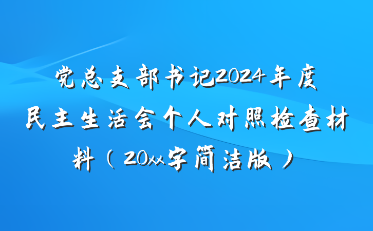 党总支部书记2024年度民主生活会个人对照检查材料（20xx字简洁版）