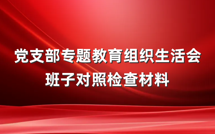 党支部专题教育组织生活会班子对照检查材料