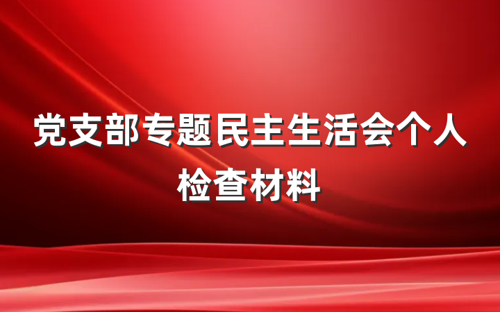 党支部专题民主生活会个人检查材料