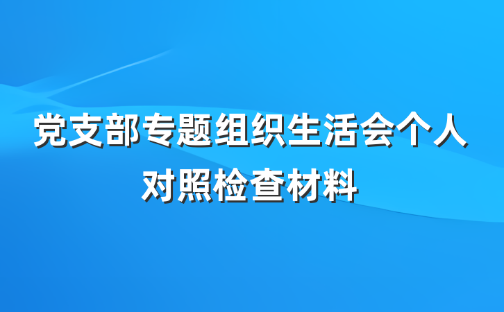 党支部专题组织生活会个人对照检查材料