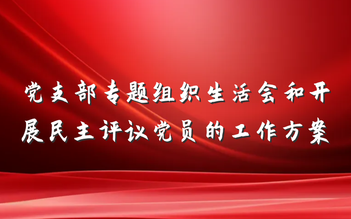党支部专题组织生活会和开展民主评议党员的工作方案