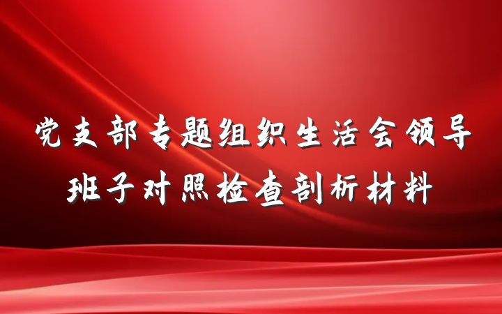 党支部专题组织生活会领导班子对照检查剖析材料